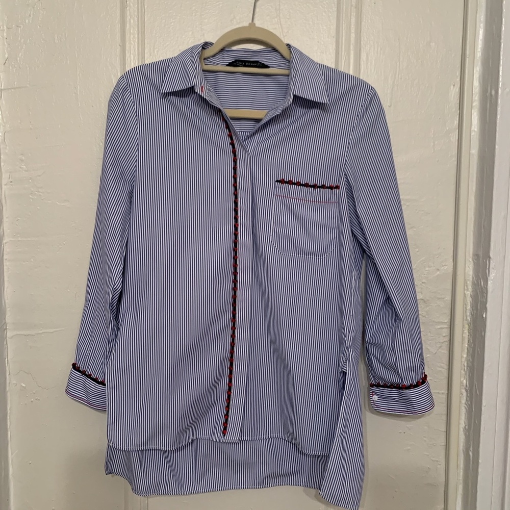 Blue + White Striped Button Down Shirt
